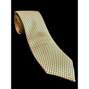 Jos. A. Banks Executive Gold And Blue Polka‎ Dot Tie Silk New